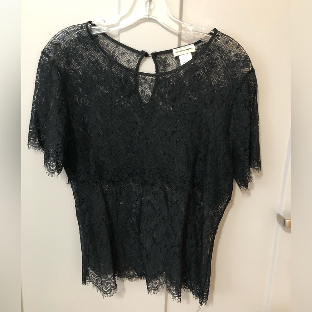 Saxs Fifth Avenue Black Lace Top, size M.